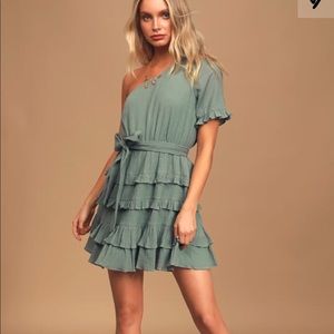 Lulus One shoulder mini dress with ruffle detail